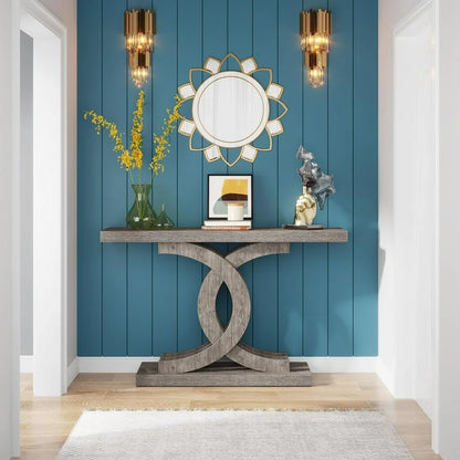 39" Modern Console Table – Grey Wood Entryway Console