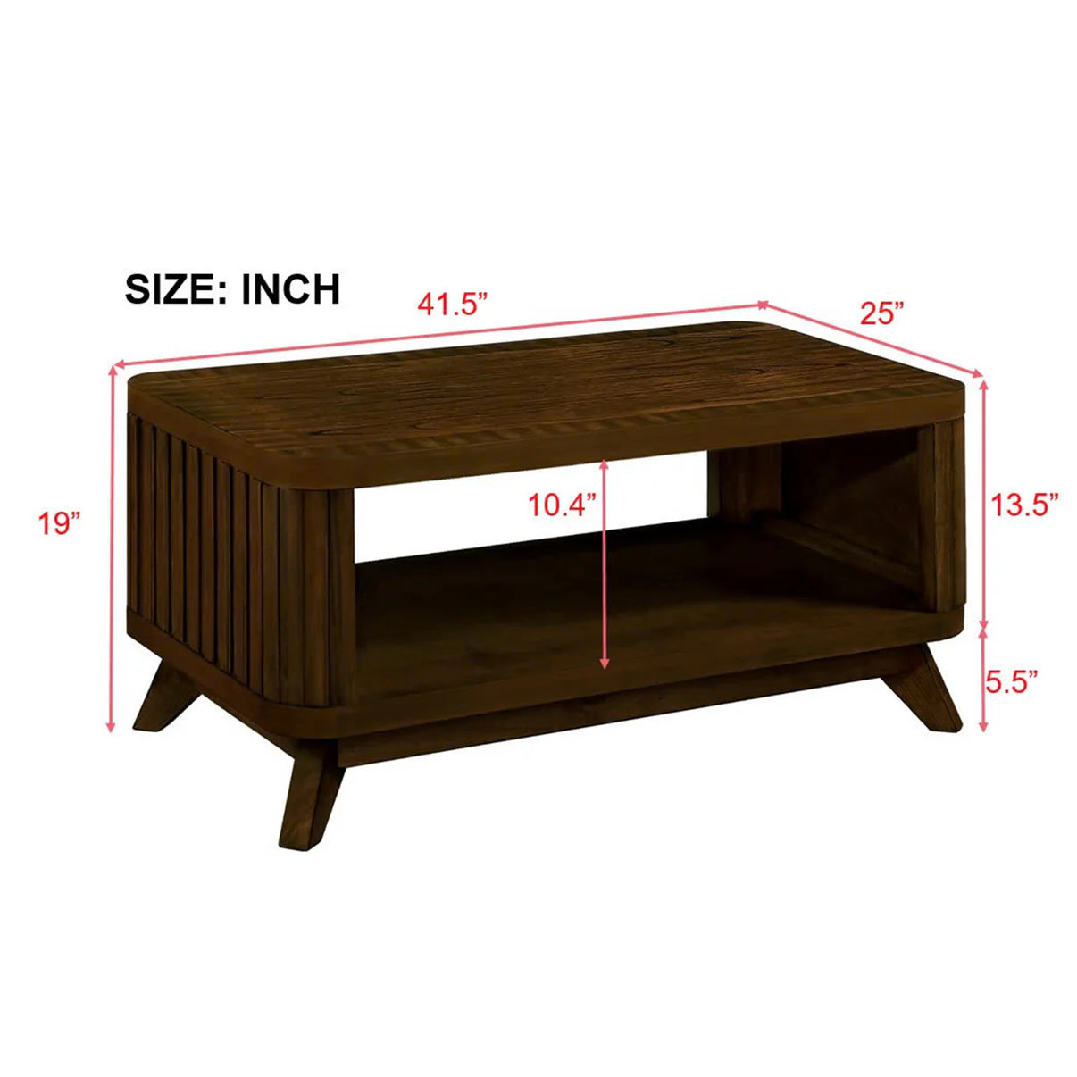 Walnut Rectangular Wooden Coffee Table with Storage