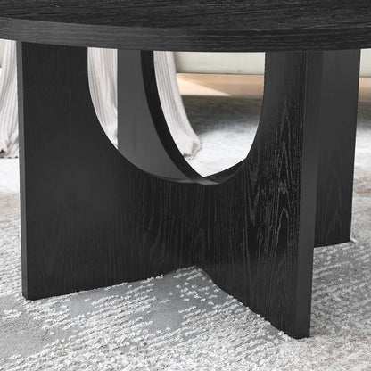 Modern Coffee Table, Minimalist Black Round Coffee Table, MDF Table