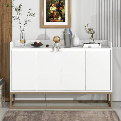 White Modern Sideboard with Gold Legs
