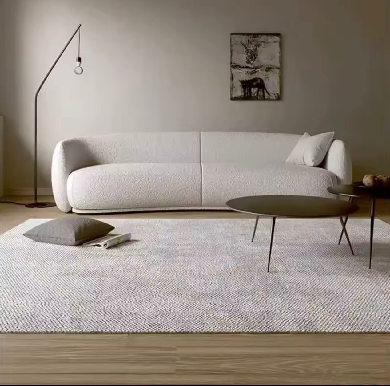 Dutch Vintage Ergonomically Curved Sofa, White Lounge Sofa