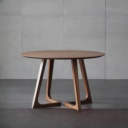 Nordic Solid Wood Round Dining Table with V-Shaped Legs