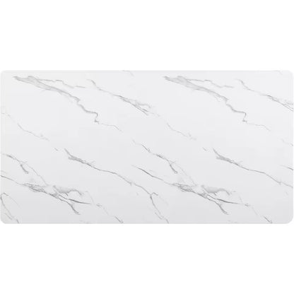 70” White Faux Marble Dining Table with Black Fluted Base, Seats 6–8