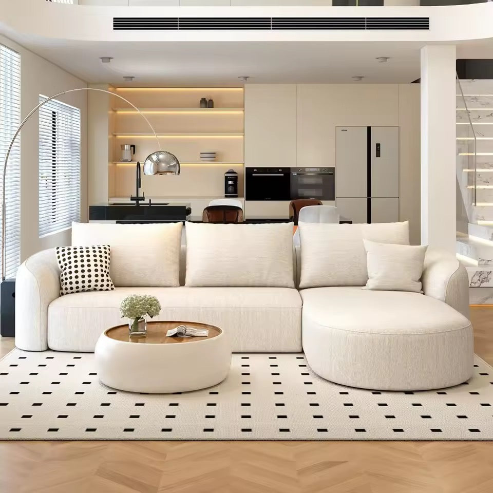 111” L-Shape Modern Modular Curved Sectional Sofa, Cloud Comfort