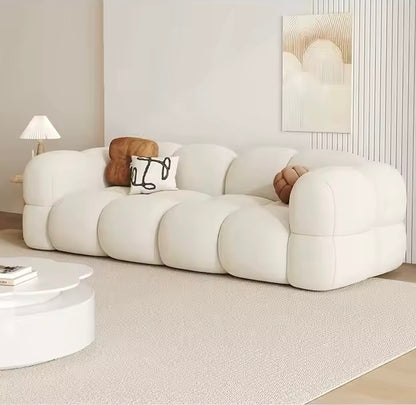 Cream Matte Velvet Loveseat Sofa for Small Living Rooms