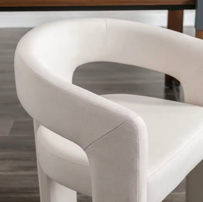 Modern White Barrel Dining Chair, Upholstered Makeup Vanity Chair