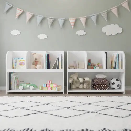 Kids Bookcase With 4 Compartments Toy Storage & Bookshelf