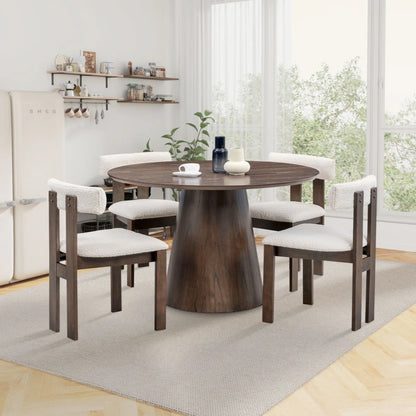 Set of 2 Modern Dining Chairs, Walnut Upholstered Dining Chairs