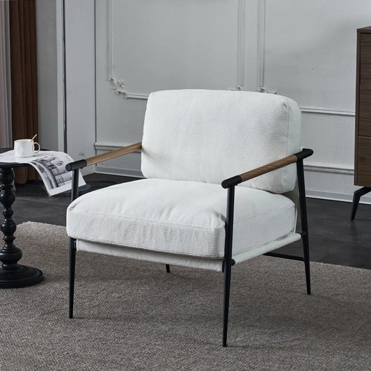 Mid-Century Chenille Accent Chair with Cushions