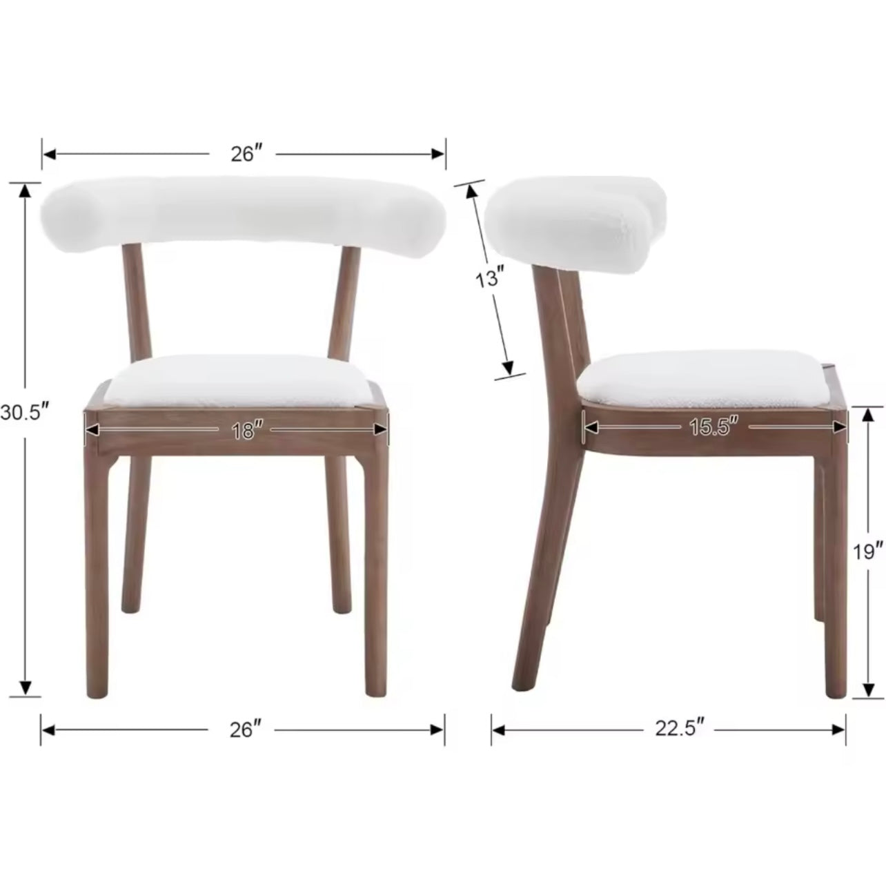 Set of 2 Upholstered Mid Century Pu Leather Dining Chairs