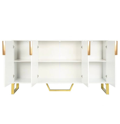 White Modern 4-Door Sideboard Buffet Cabinet