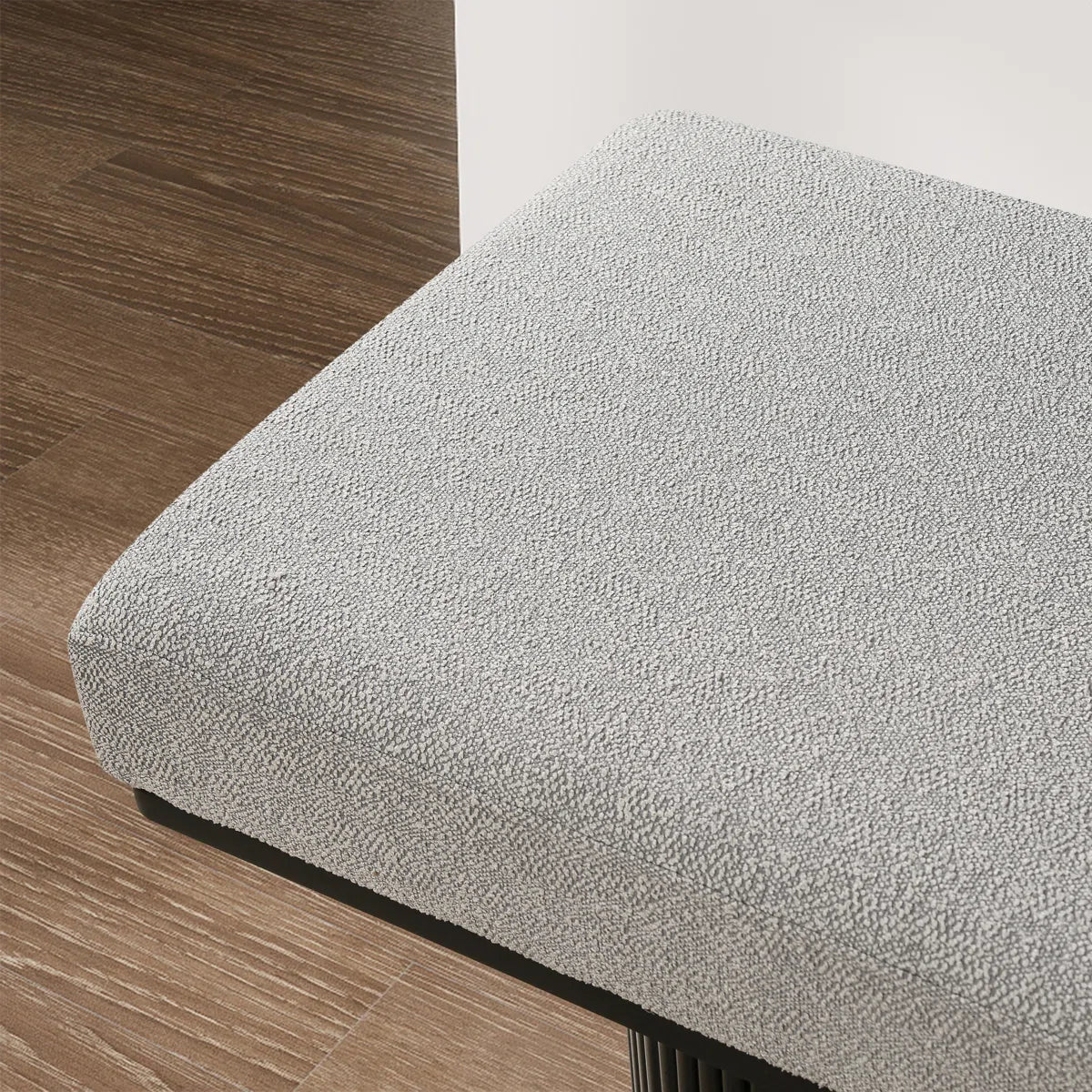 Light Grey Bouclé Upholstered Bedroom Bench