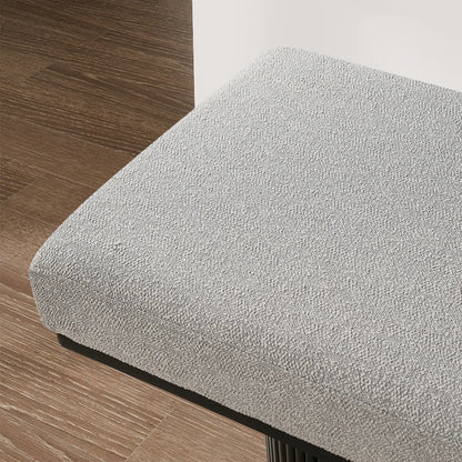 Light Grey Bouclé Upholstered Bedroom Bench