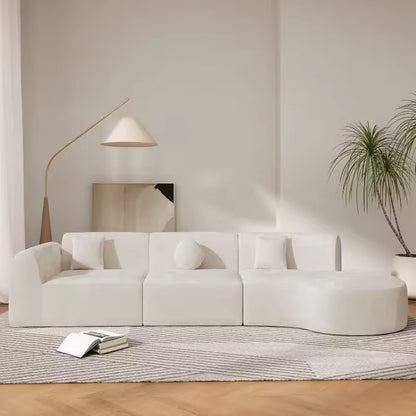 White Modern Curved 7 Seat Sectional Sofa with Chaise
