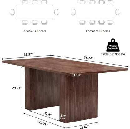 78” Large Rustic Rectangular Wooden  Dining Table for 6–10