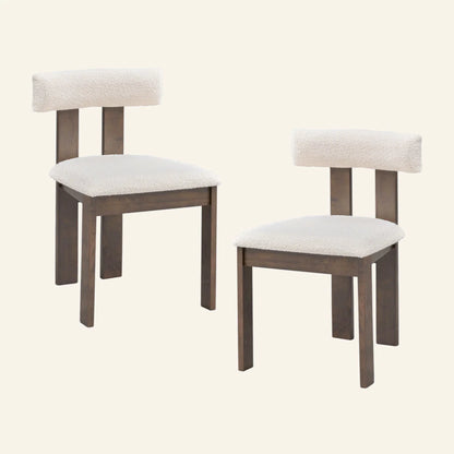 Set of 2 Modern Dining Chairs, Walnut Upholstered Dining Chairs
