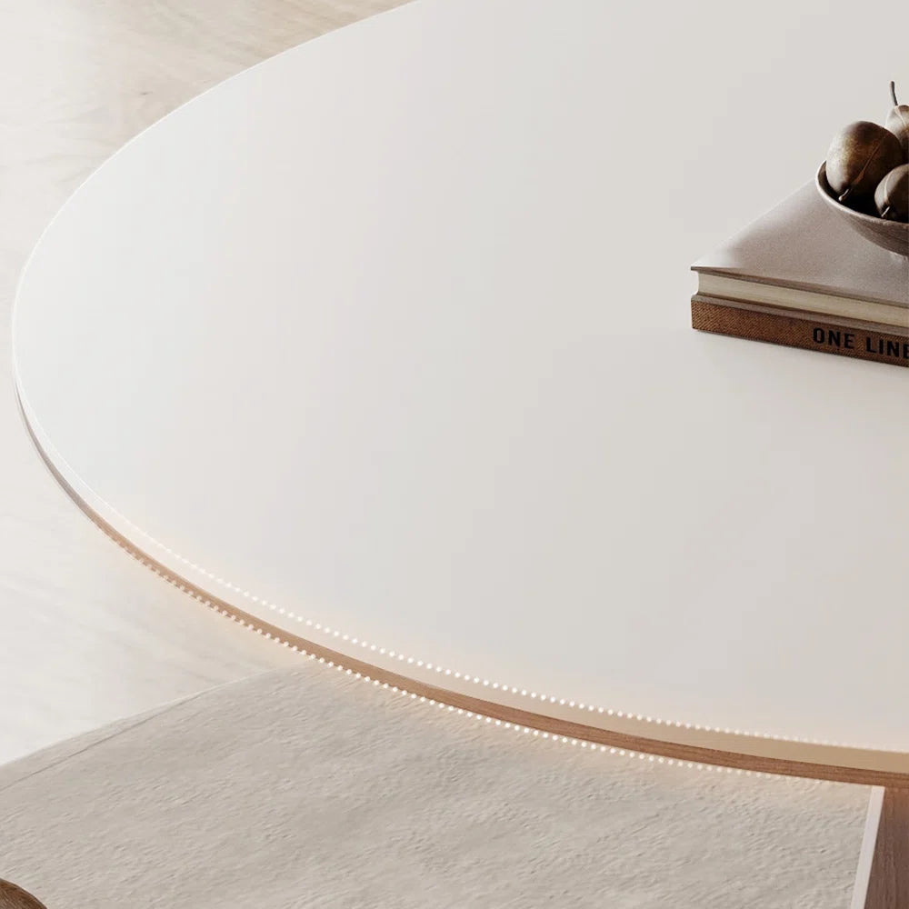 Rock Slab Round Dining Table with 360° Rotating Top