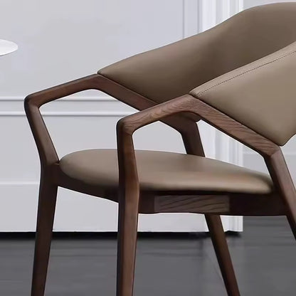 Modern Ash Wood Armchair, Curved Back Dining / Accent Chair