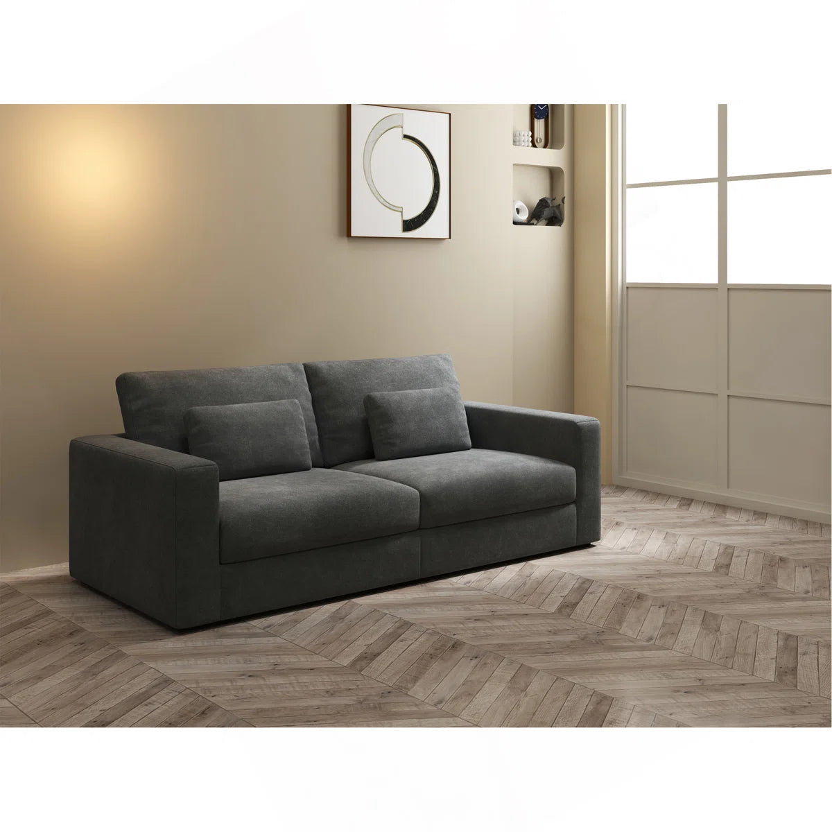 Gray-Teal 83" Modern 3 Seater Sofa with Detachable Cover