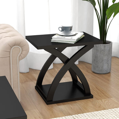 Contemporary Solid Wood End Table, X Design Modern End Table