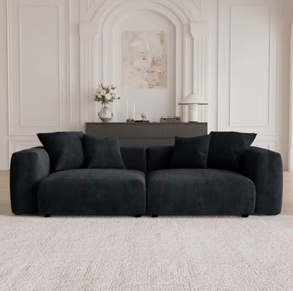 102” Beige Modular Sectional Sofa for Living Room, Modern Corduroy Couch