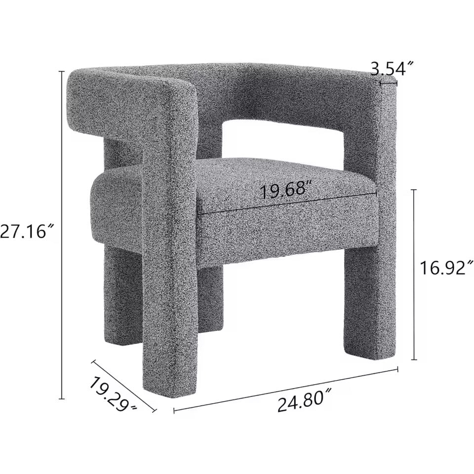 Sherpa Fabric Accent Chair with Ergonomic Barrel Back