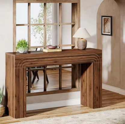 55” Wooden Entryway Table, Narrow Sofa Table for Hallway