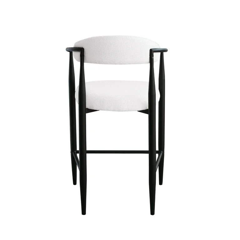 2 Boucle Bar Stools with Armrest Black & White