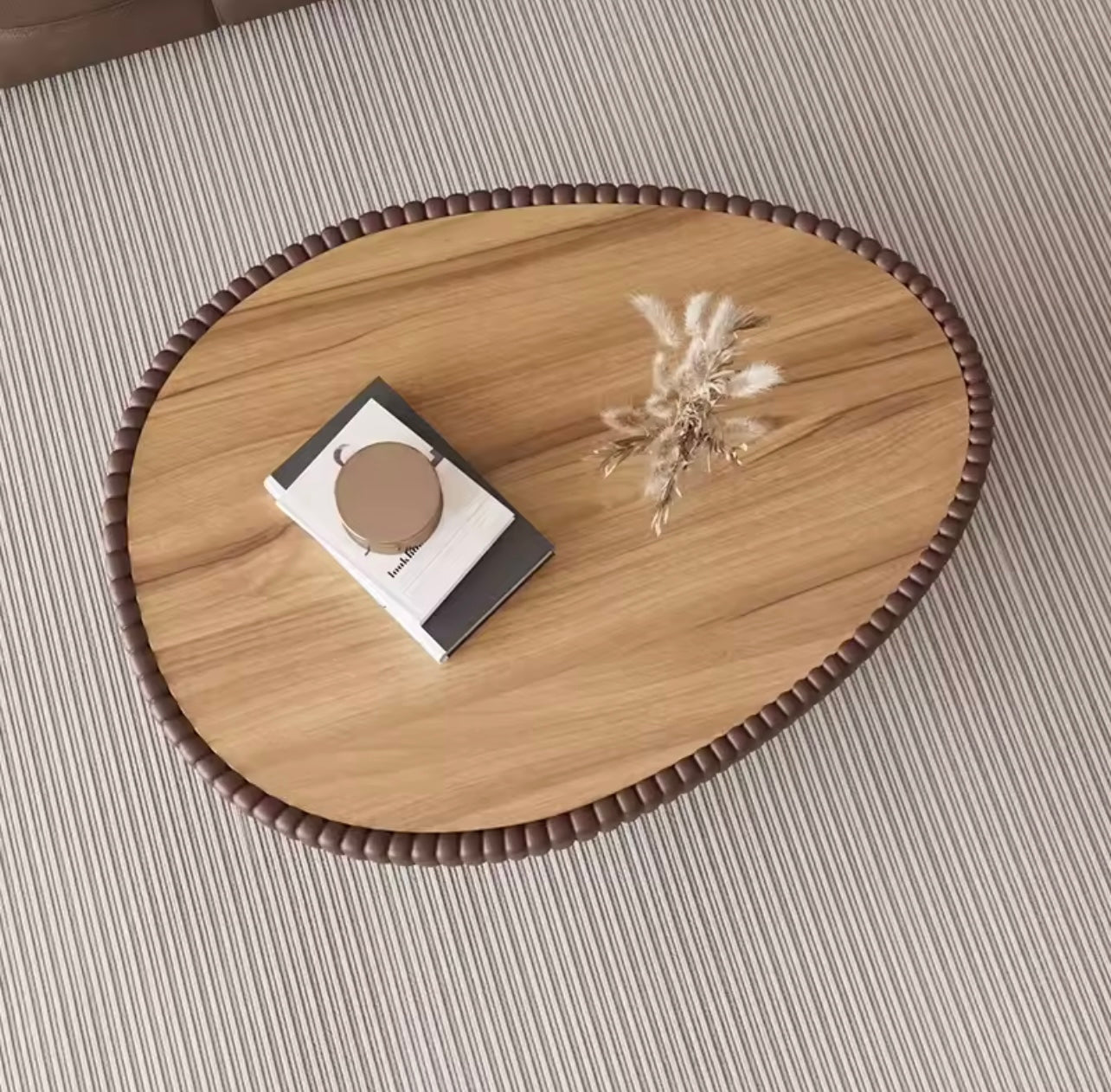 Minimalist Modern Nordic Sintered Stone & Wood Coffee Table