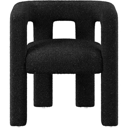Modern Boucle Dining Chair, Upholstered Teddy Barrel Armchair