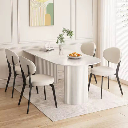 White Oval Minimalist Solid Wood Dining Table