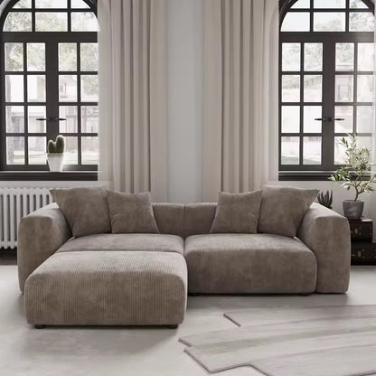102” L-Shaped Modular Sectional Sofa, Corduroy Fabric with Chaise