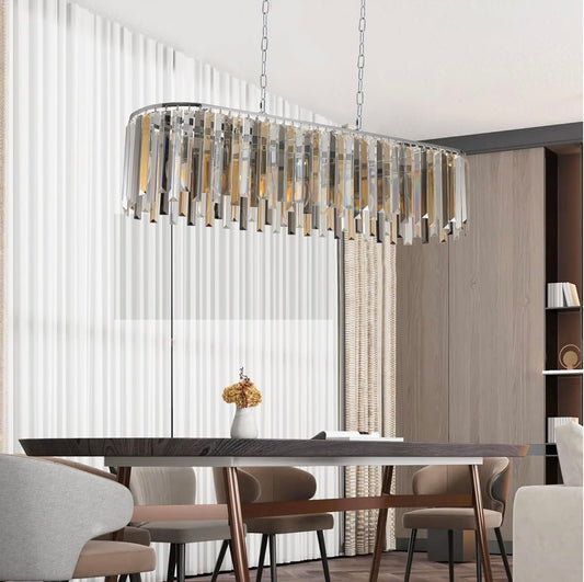 Modern Oval Crystal Chandelier with K9 Crystals