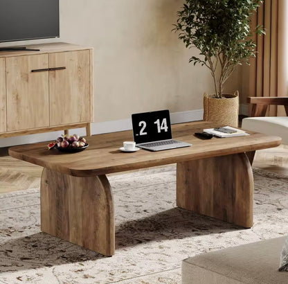 Farmhouse Rectangular Coffee Table, 47.24” Engineered Wood Center Table