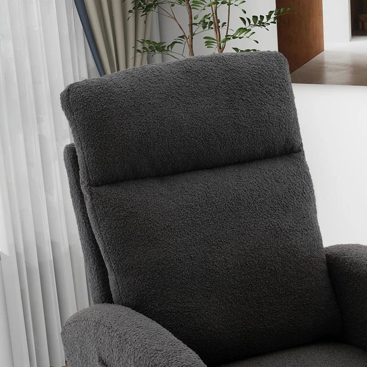 Modern High-Back Rocking Armchair, Dark Gray