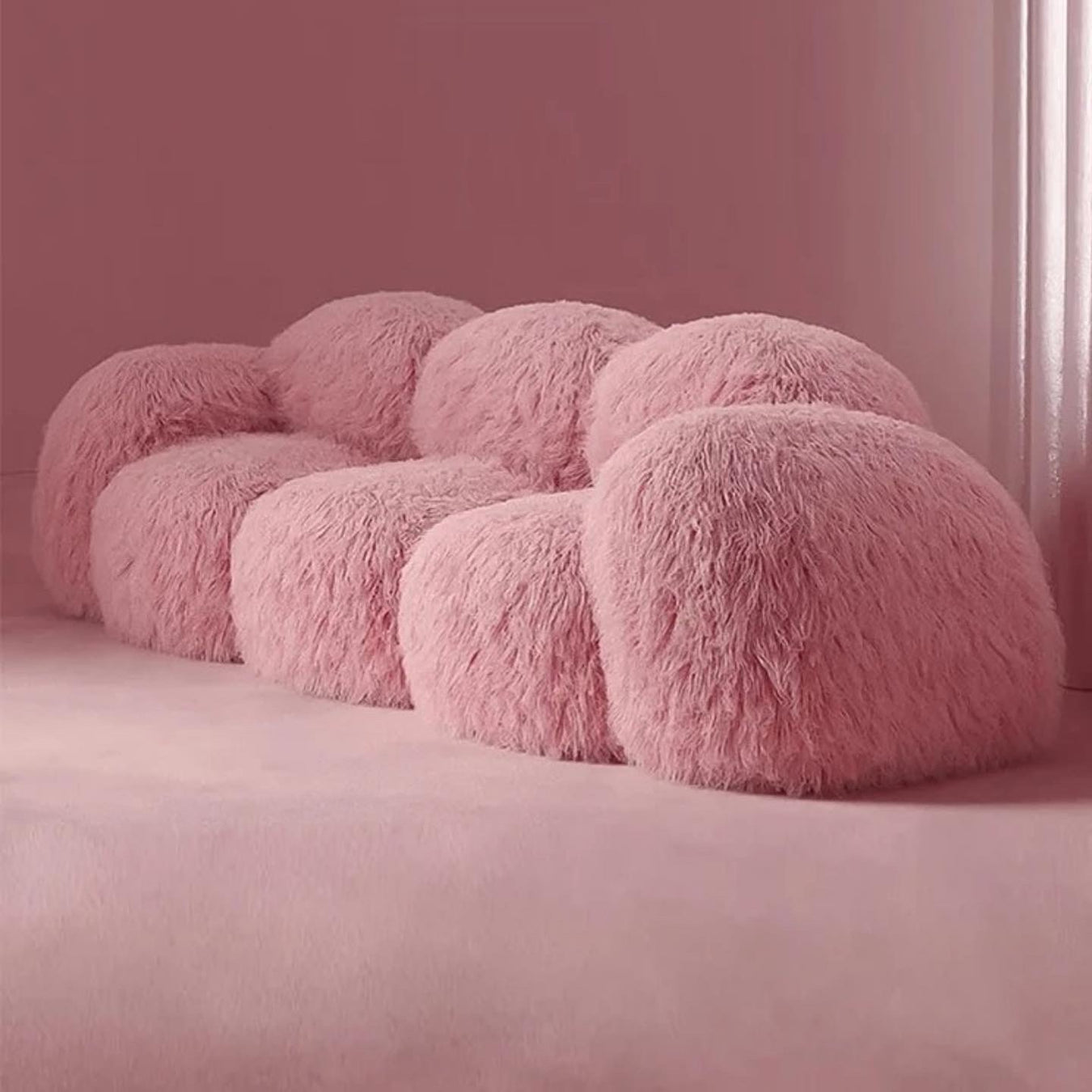 Cotton Candy Pink Fur Sofa Chair