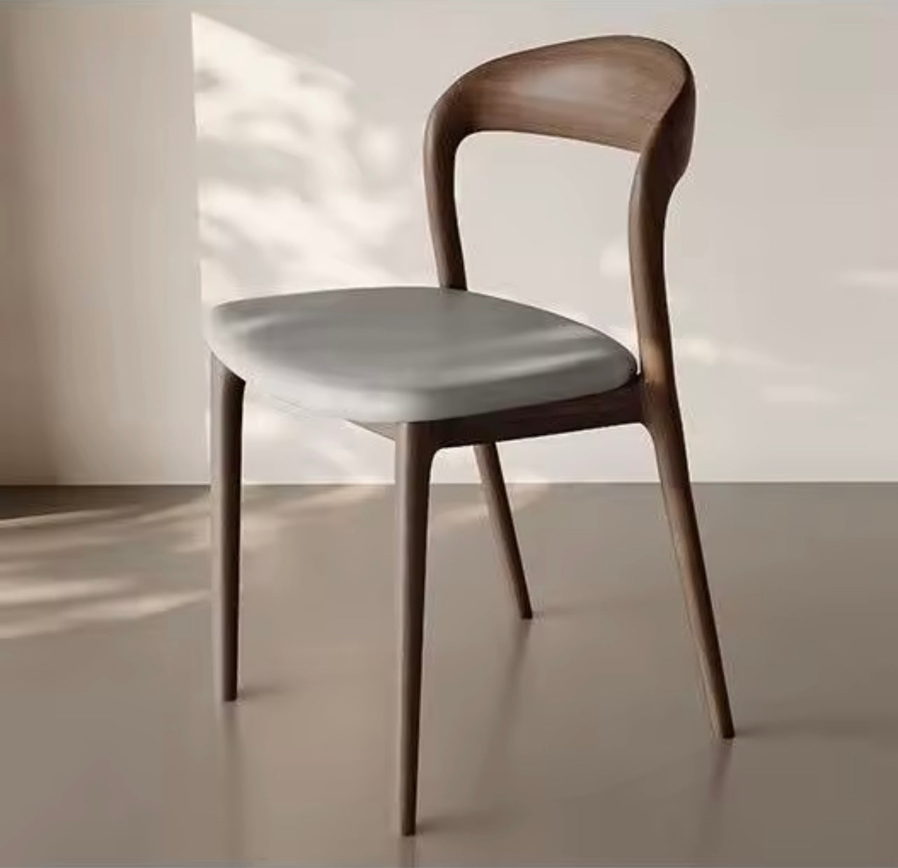 Italian Solid Wood Dining Chair, Medieval Style with Curved Backrest
