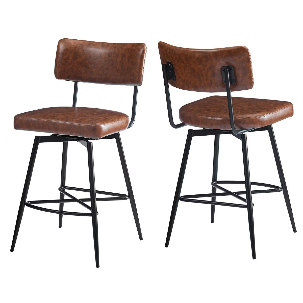 Set of 2 Retro Swivel 26" Bar Stools with Footrest