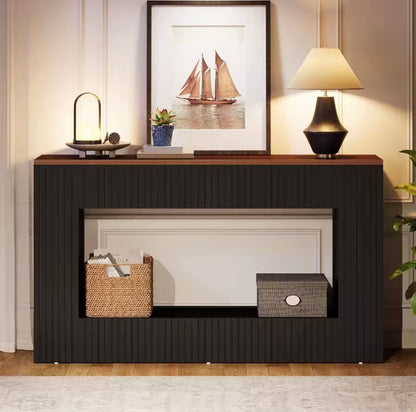 55-Inch Entryway Console Table, Wooden Sofa Table with Storage