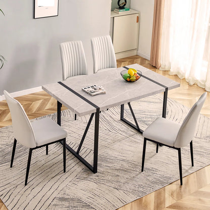 55" Modern Rectangular Dining Table, Gray Dining Table