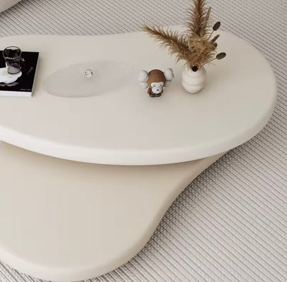 Cream Multi-Layered Freeform Top Rounded MDF Coffee Table