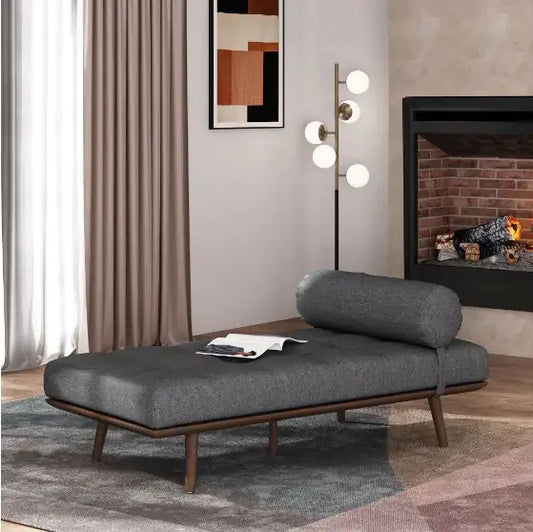 Mid-Century Chaise Lounge with Tufted Upholstery