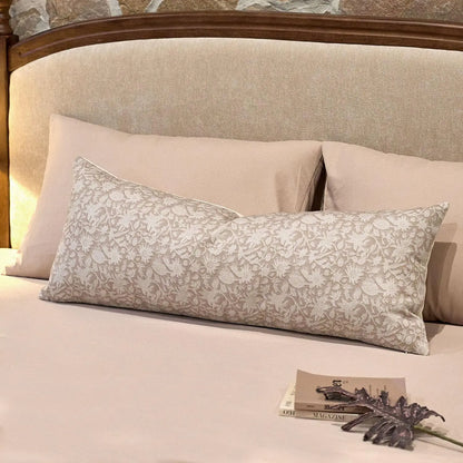 14x36 Cream Floral Lumbar Pillow Cover