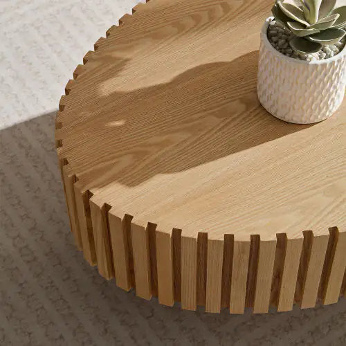 Modern Handmade Drum Coffee Table Oval Ash
