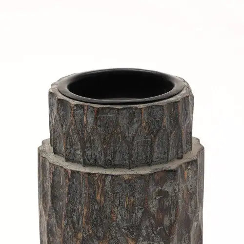 Decorative Wooden Centerpiece Candle Holder, Walnut Finish