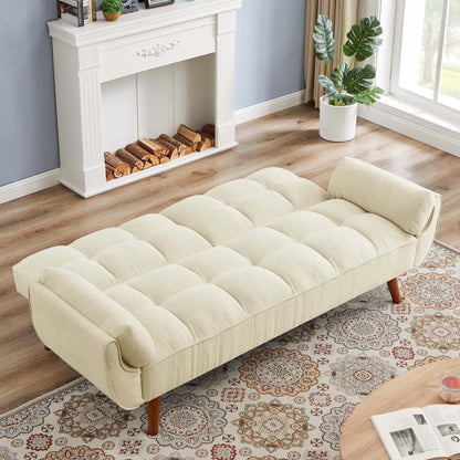 Beige Corduroy Sleeper Sofa - Sofa Bed for Small Spaces