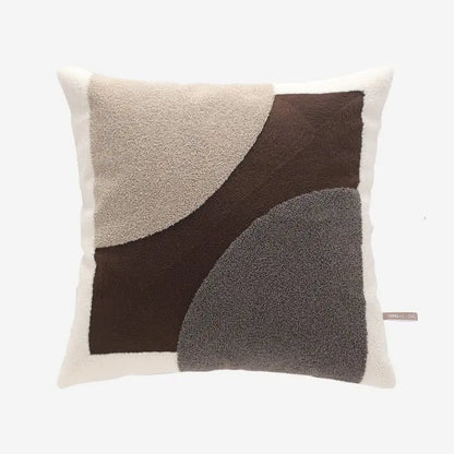 Geometric Color Block Embroidery Pillow