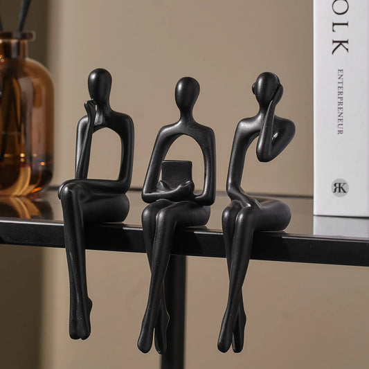 Abstract Black Resin Sculpture – Modern Minimalist Decor
