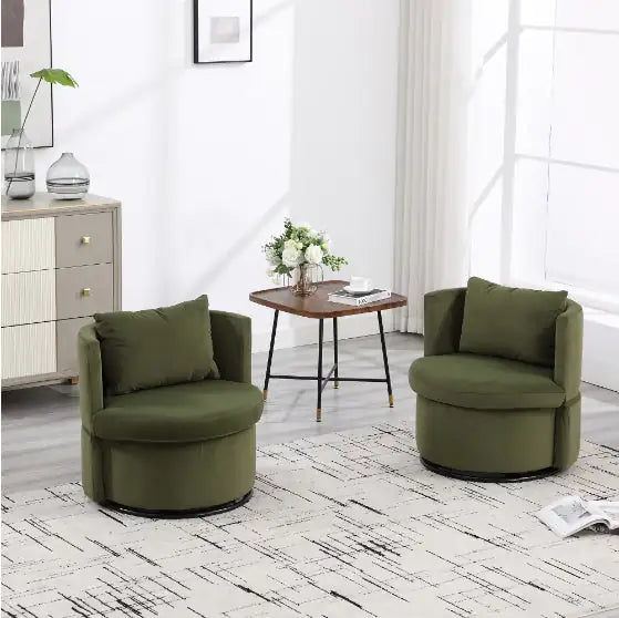 Upholstered Bucket Armchair with Ottoman and Hidden Storage