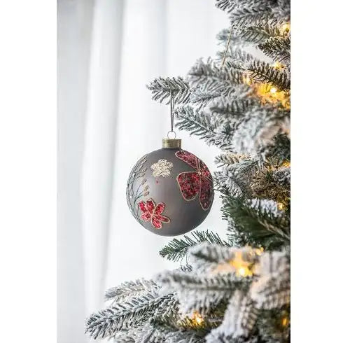 Set Of 4 Christmas Ball Ornaments, Glass Christmas Ornaments